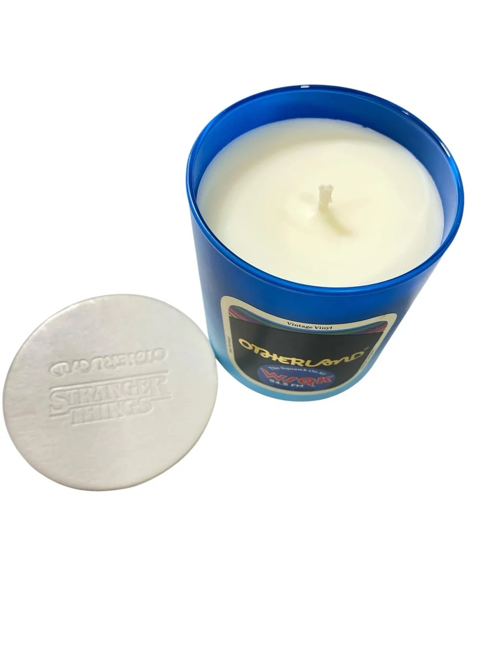 Otherland WSQK Stranger Things Candle Vintage Vinyl Scent 8oz Blue Jar